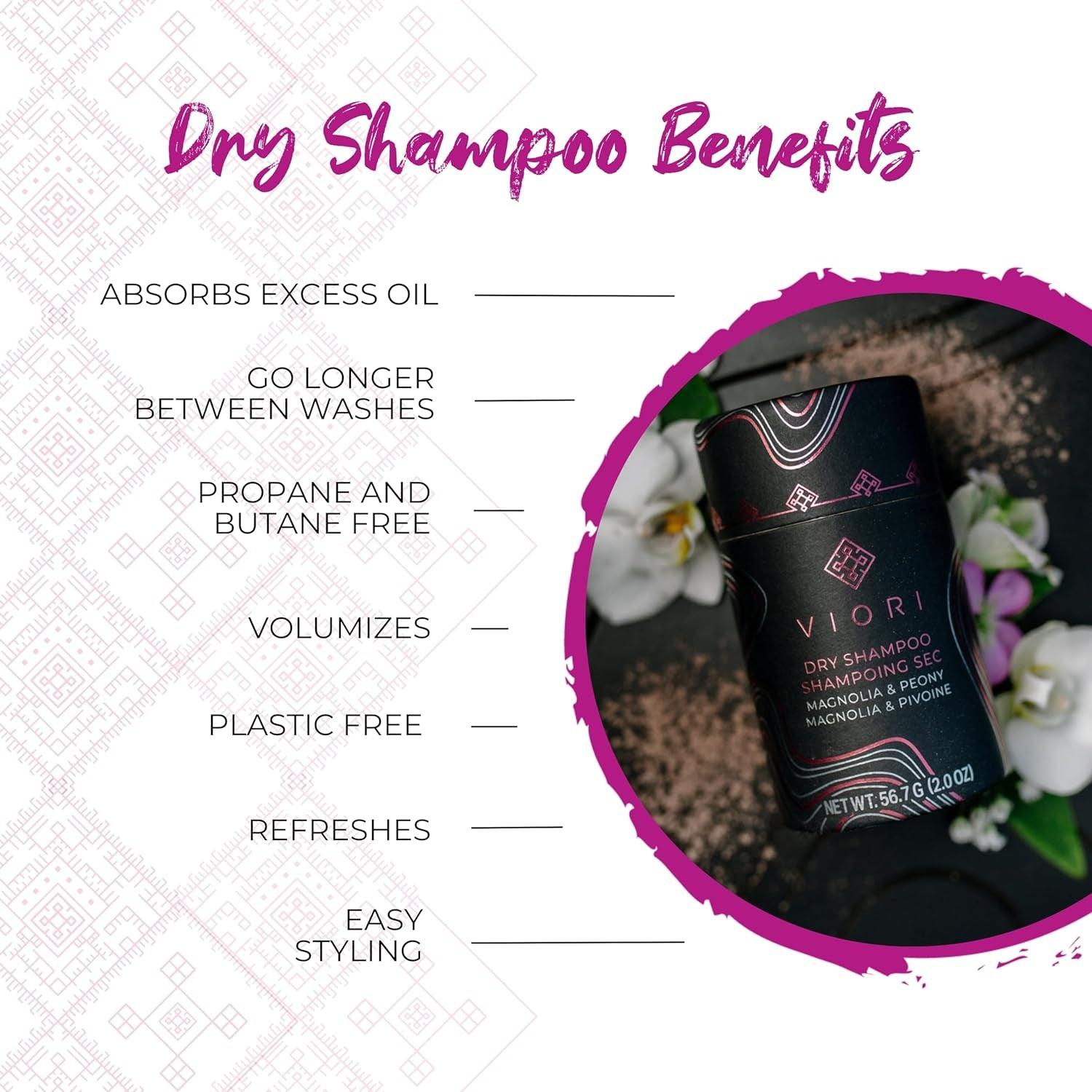 Dry Shampoo Powder, Magnolia and Peony - Fast-Absorbing - Volumizing Shampoo - Dry Shampoo for Oily Hair - Neutralizes Odor - Long-Lasting - Jazz Beauty