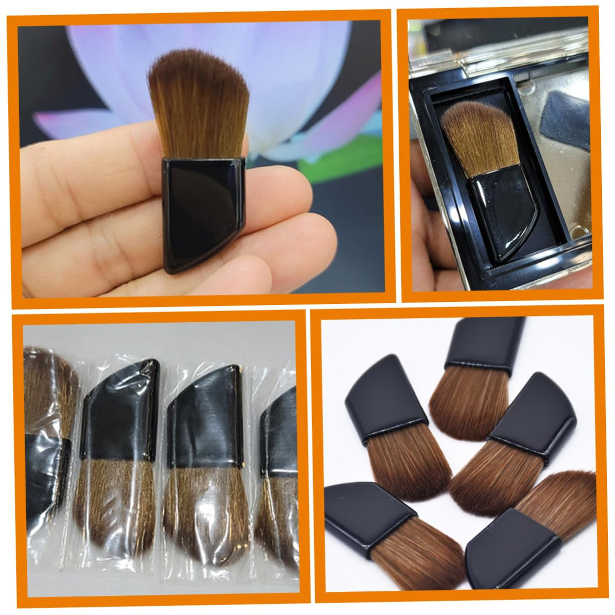 Travel Make up Brushes Set 2Pcs Makeup Blush Brush Angled Foundation Brush for Face