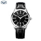 Seagull Genuine Leather Strap Silver/Gold Tone Black Dial 3 Hands Automatic Dress Watch Sapphire Crystal Exhibition Back - Jazz Beauty