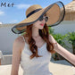 S09 Straw Hat Summer New Style Black Mesh Female Summer Sunscreen Cover Seaside Vacation Holiday Foldable Beach Hat Sun Visor - Jazz Beauty
