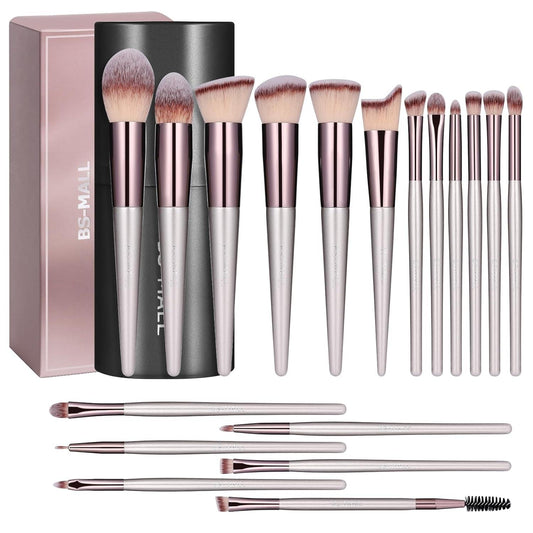 Makeup Brush Set 18 Pcs Premium Synthetic Foundation Powder Concealers Eye Shadows Blush Makeup Brushes with Black Case - Jazz Beauty