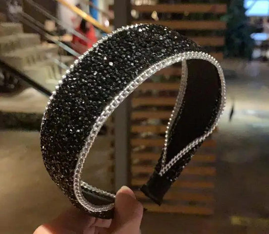 Full Rhinestones Headband for Women Party Headpiece Super Shiny Hairband Crystals Ladies Headdress Wide Crystals Head Hoop - Jazz Beauty