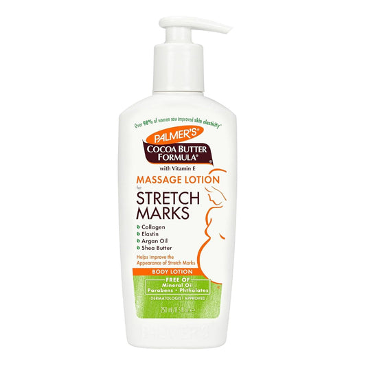 "Ultimate Stretch Mark Solution: Luxurious Cocoa Butter Massage Lotion for Pregnancy Skin Care, Enhanced with Collagen, Elastin, Argan Oil and Shea Butter - 8.5 Ounces" - Jazz Beauty