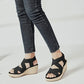 Women'S Wide Width Wedge Sandals, Ankle Strap Flat Low Wedge Platform Heel Sandal. - Jazz Beauty