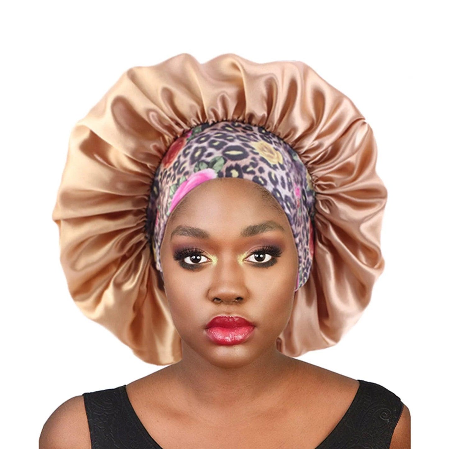 3 Pcs Hair Bonnets for Women, Satin Hair Bonnet for Sleeping, Silk Bonnet for Curly Hair, Satin Bonnet for Black Women Big Capacity(Gold) - Jazz Beauty