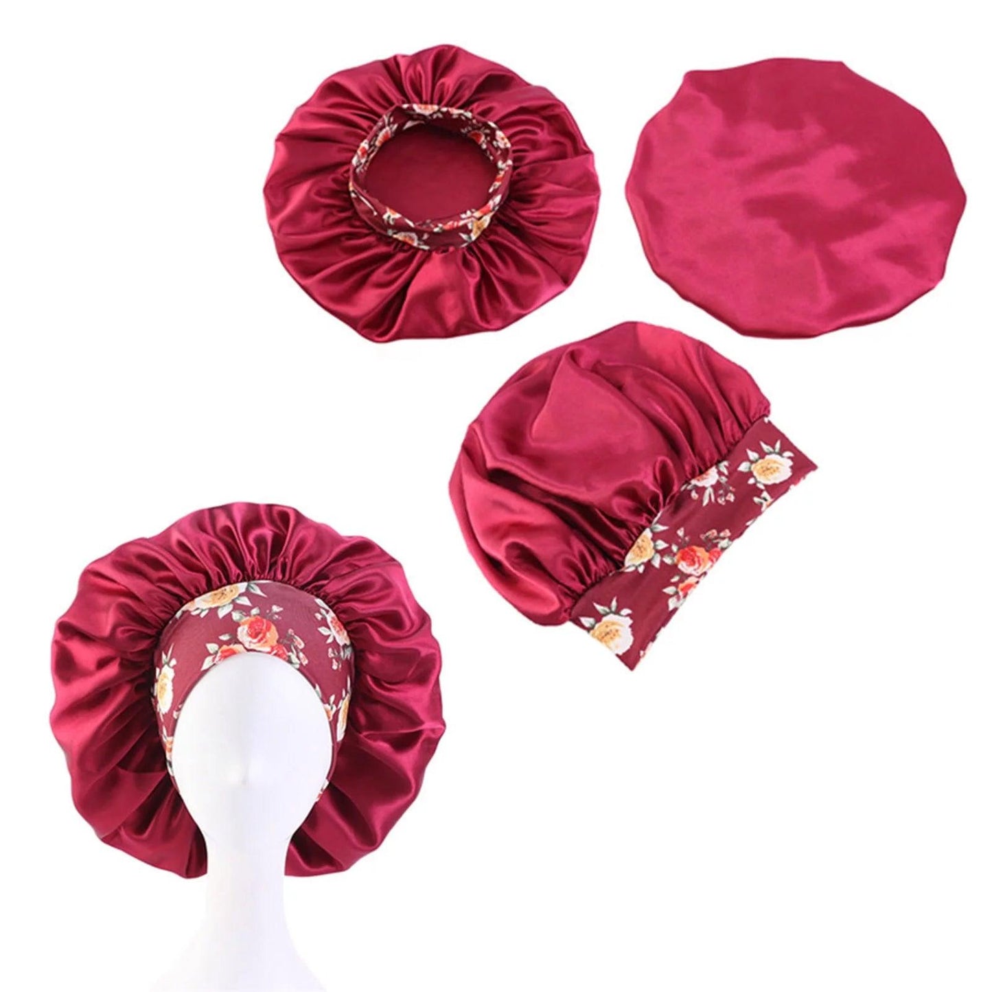 3 Pcs Hair Bonnets for Women, Satin Hair Bonnet for Sleeping, Silk Bonnet for Curly Hair, Satin Bonnet for Black Women Big Capacity(Gold) - Jazz Beauty