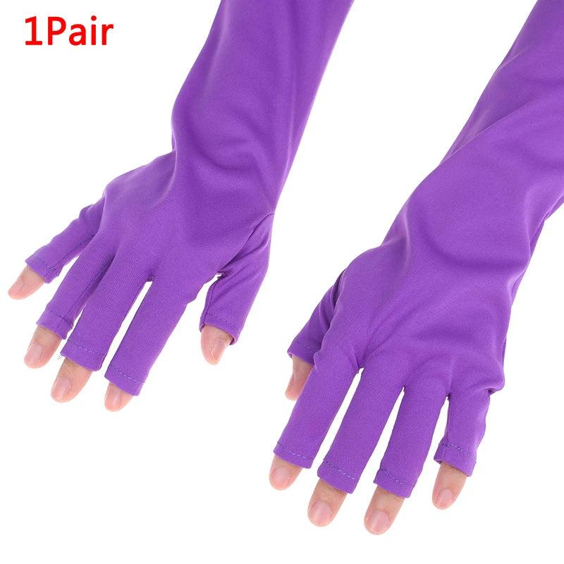 "Ultimate UV Protection Open-Toed Gloves for Flawless Nail Art - 1 Pair (25/40Cm)" - Jazz Beauty