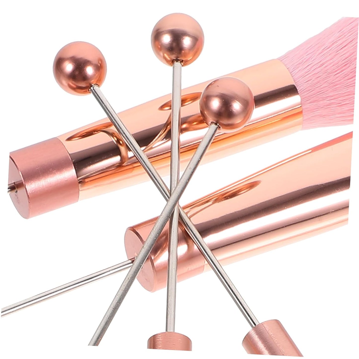 1Set Handle Beaded Makeup Brush Set Soft Bristles for Blush and Powder Application for Women and Girls Travel Cosmetics