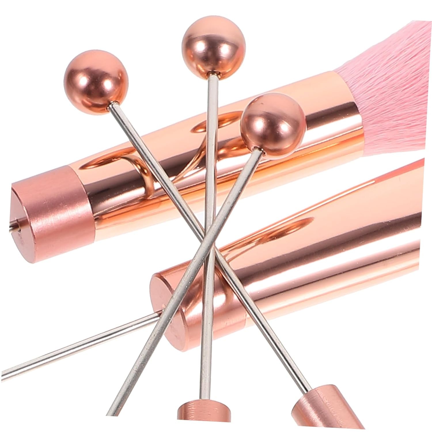1Set Handle Beaded Makeup Brush Set Soft Bristles for Blush and Powder Application for Women and Girls Travel Cosmetics