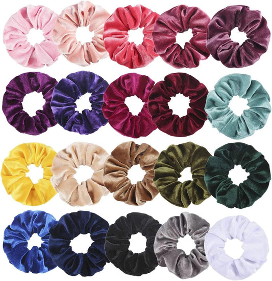 Velvet Scrunchies for Thick Hair, Hair Scrunchies for Women and Girls, Big Scrunchies for Ponytail Holder, with Storage Bag, 20 Pcs - Jazz Beauty